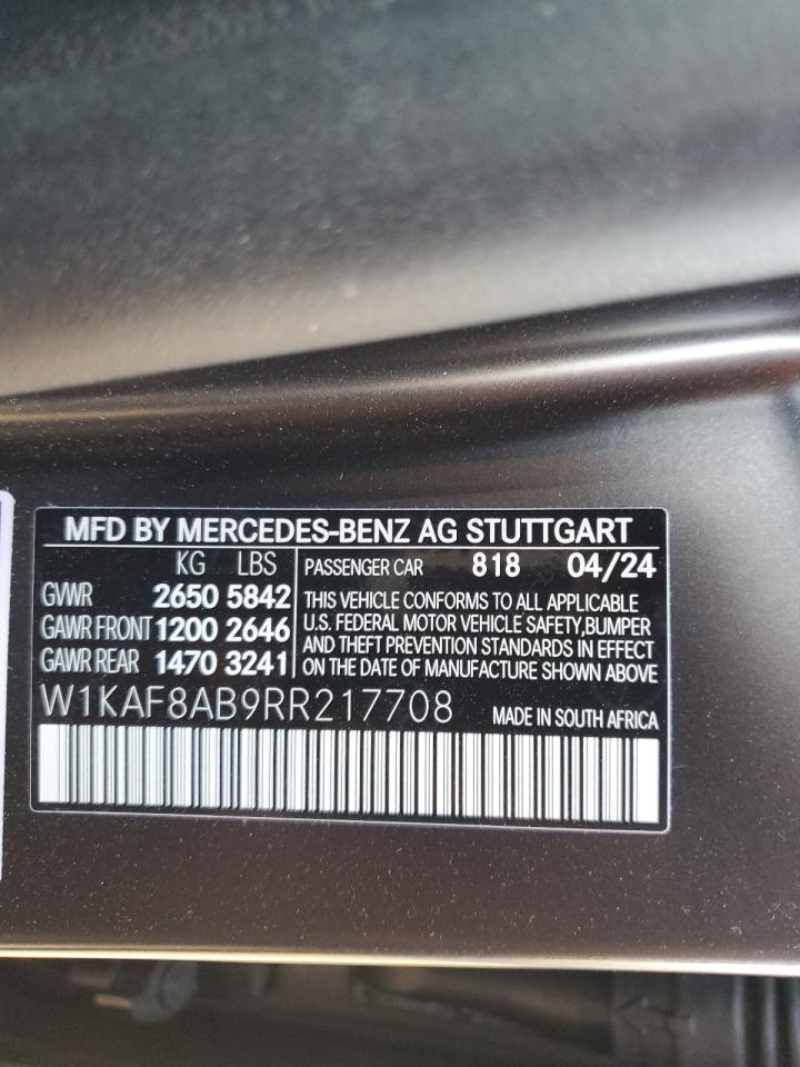 2024 MERCEDES-BENZ C 63 AMG S E PERFORMANCE VIN:W1KAF8AB9RR217708