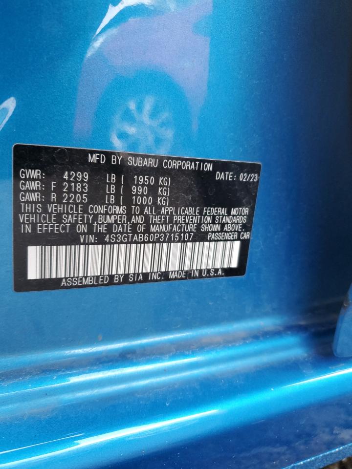 2023 SUBARU IMPREZA  VIN:4S3GTAB60P3715107
