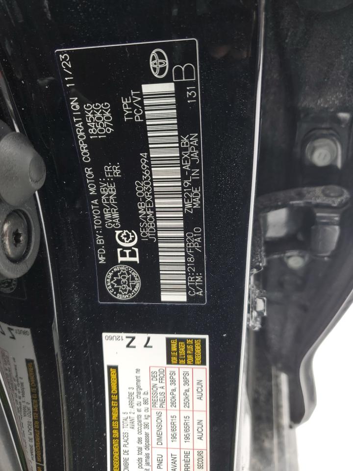 2024 TOYOTA COROLLA LE VIN:JTDBCMFEXR3036994