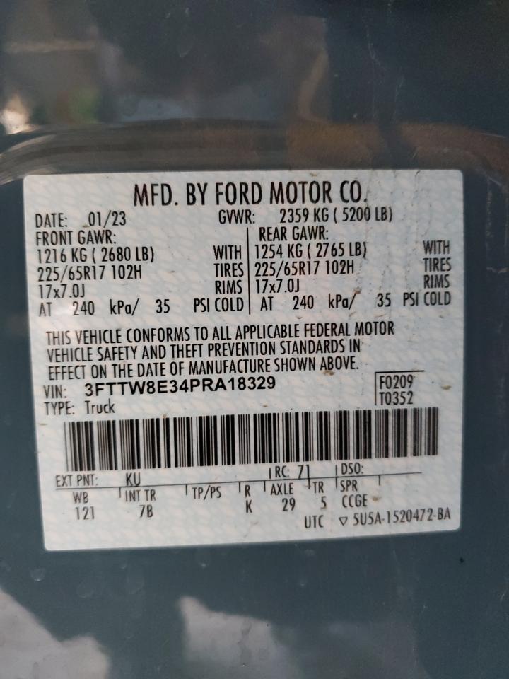 2023 FORD MAVERICK XL VIN:3FTTW8E34PRA18329