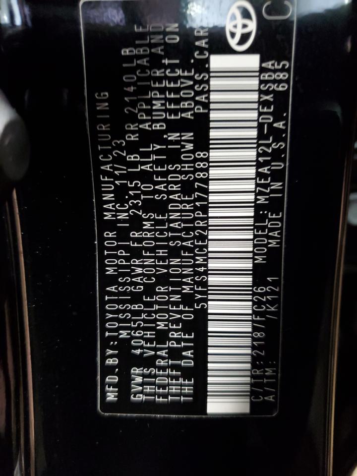 2024 TOYOTA COROLLA SE VIN:5YFS4MCE2RP177888