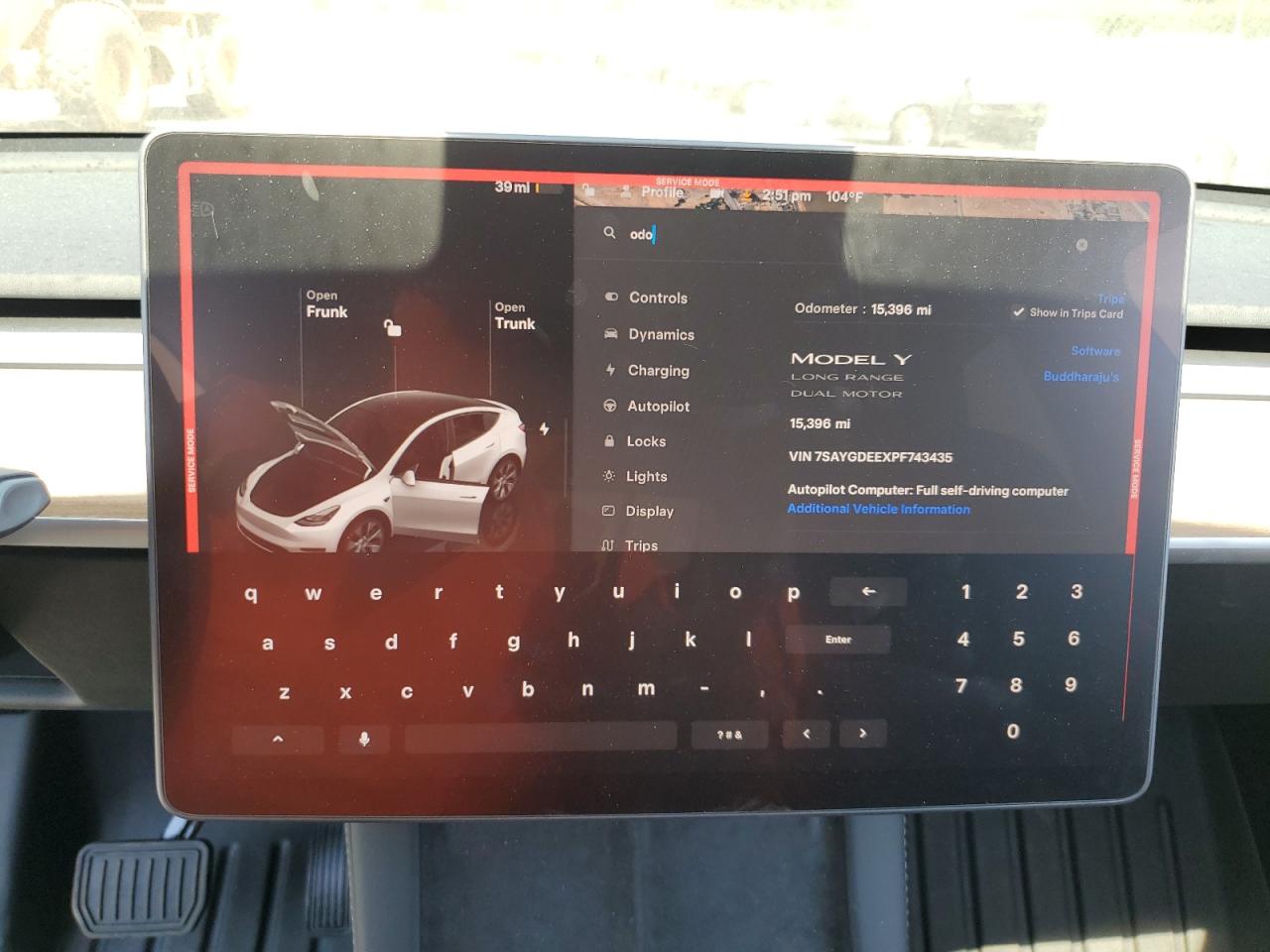 2023 TESLA MODEL Y  VIN:7SAYGDEEXPF743435