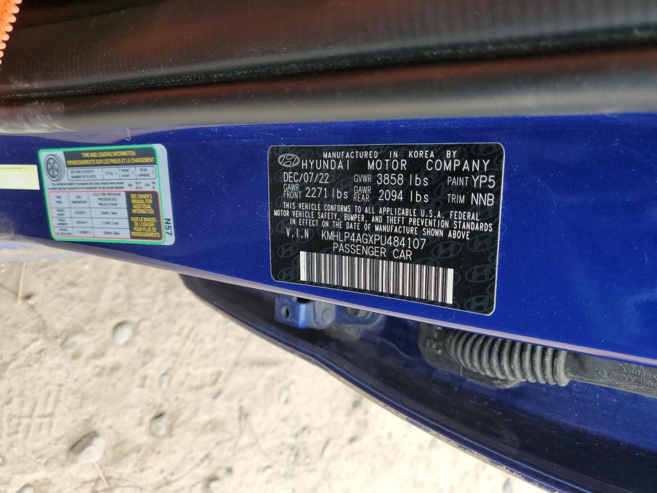 2023 HYUNDAI ELANTRA LIMITED VIN:KMHLP4AGXPU484107