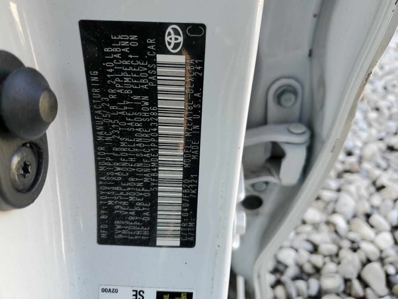 2023 TOYOTA COROLLA LE VIN:5YFB4MDE1PP043286