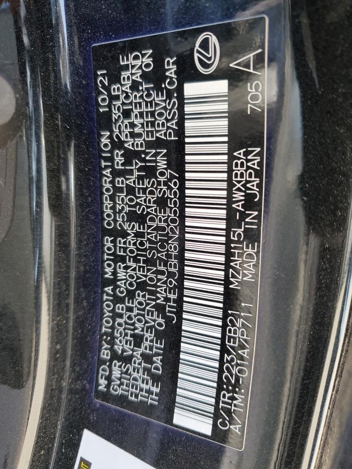 2022 LEXUS UX 250H BASE VIN:JTHE9JBH8N2055567