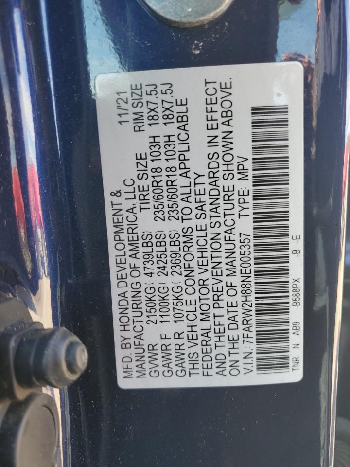 2022 HONDA CR-V EXL VIN:7FARW2H88NE005357