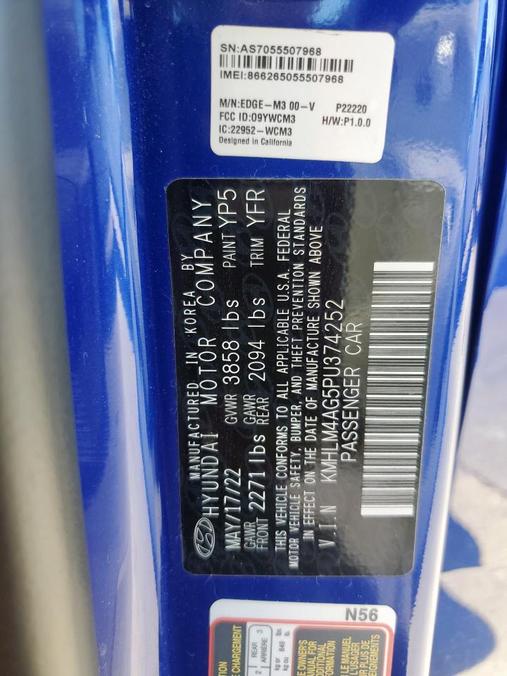 2023 HYUNDAI ELANTRA SEL VIN:KMHLM4AG5PU374252