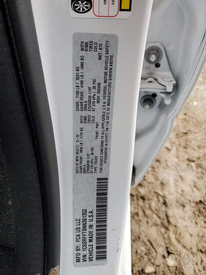 2022 RAM 1500 BIG HORN/LONE STAR VIN:1C6SRFFT8NN361352