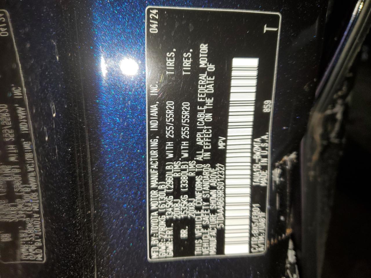 2024 LEXUS TX 350 BASE VIN:5TDAAAB69RS012327