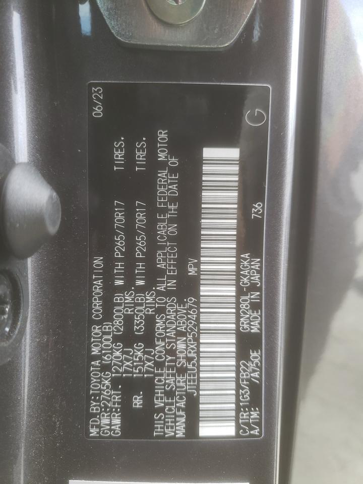 2023 TOYOTA 4RUNNER SR5 VIN:JTEEU5JRXP5294679