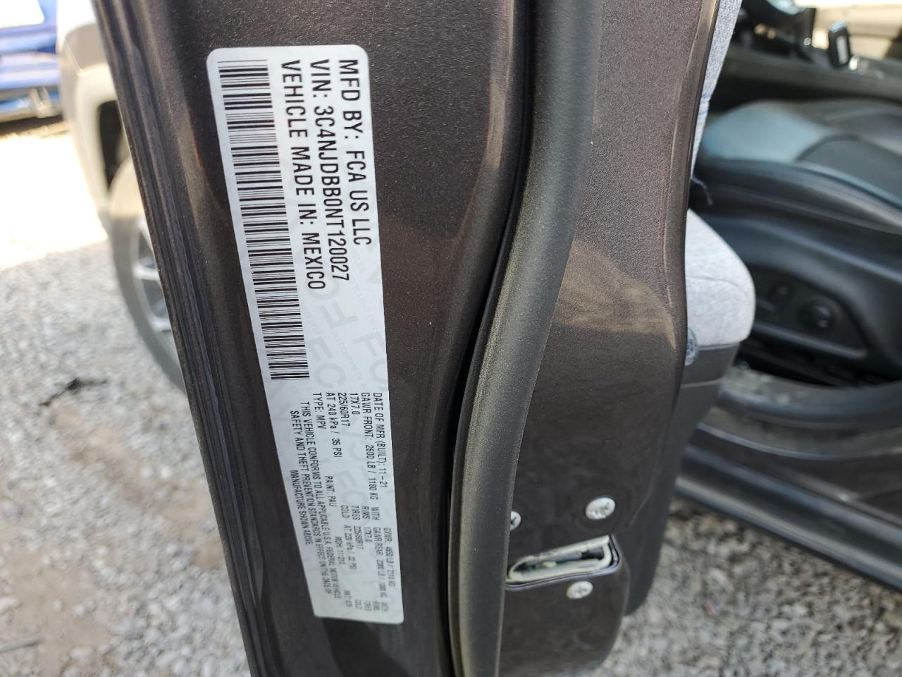2022 JEEP COMPASS LATITUDE VIN:3C4NJDBB0NT120027