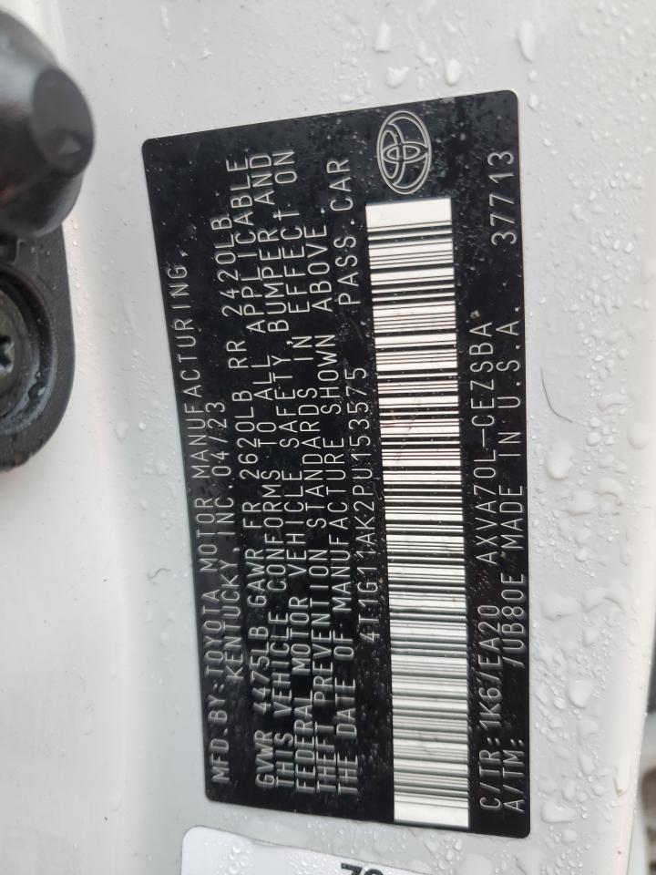 2023 TOYOTA CAMRY SE NIGHT SHADE VIN:4T1G11AK2PU153575