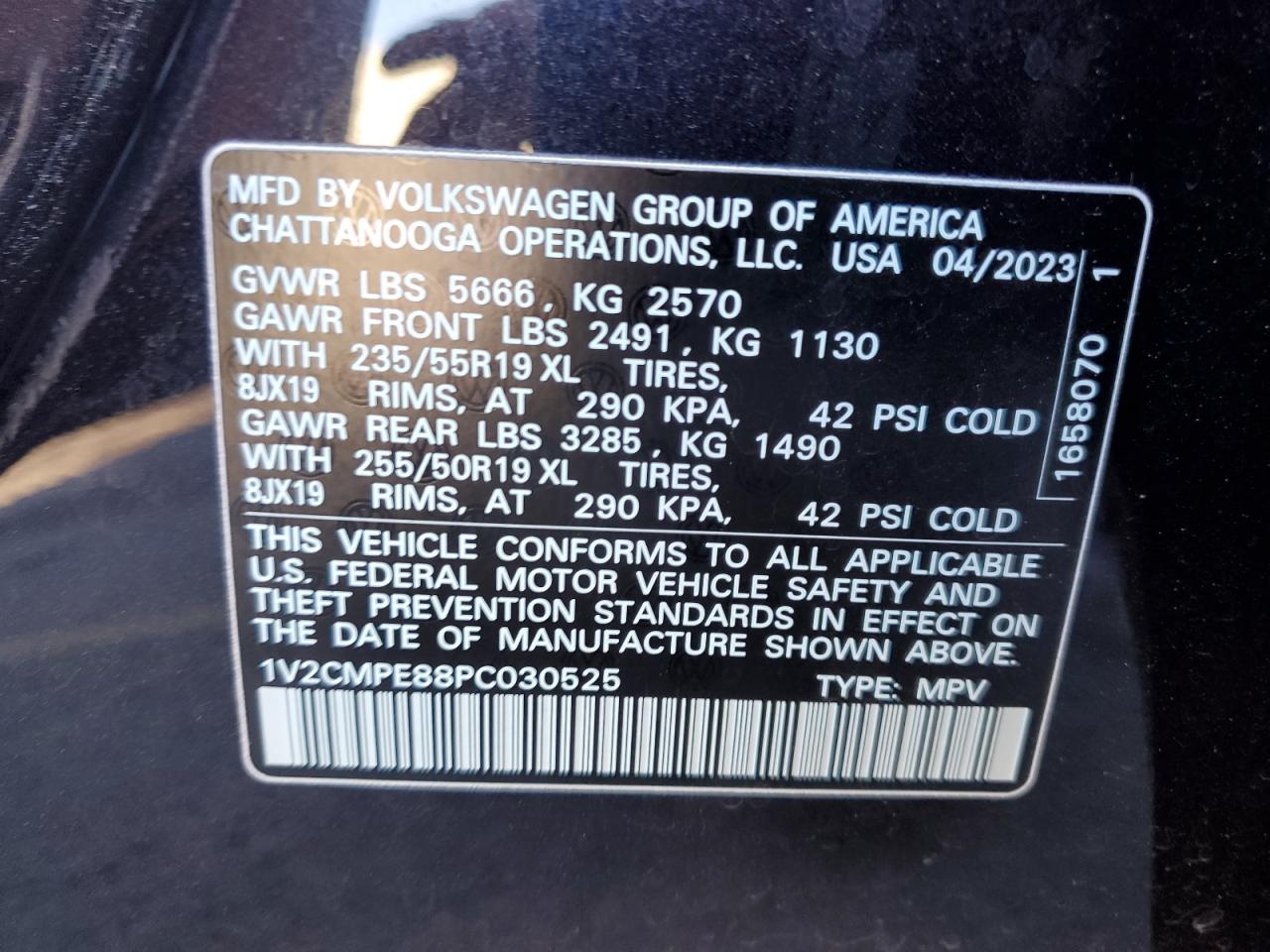 2023 VOLKSWAGEN ID.4 PRO VIN:1V2CMPE88PC030525