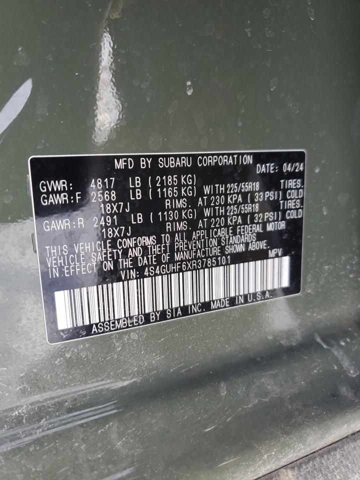 2024 SUBARU CROSSTREK SPORT VIN:4S4GUHF6XR3785101