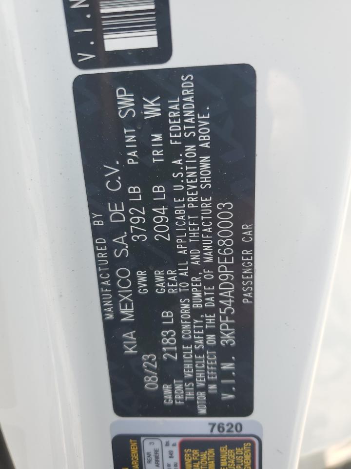 2023 KIA FORTE GT LINE VIN:3KPF54AD9PE680003