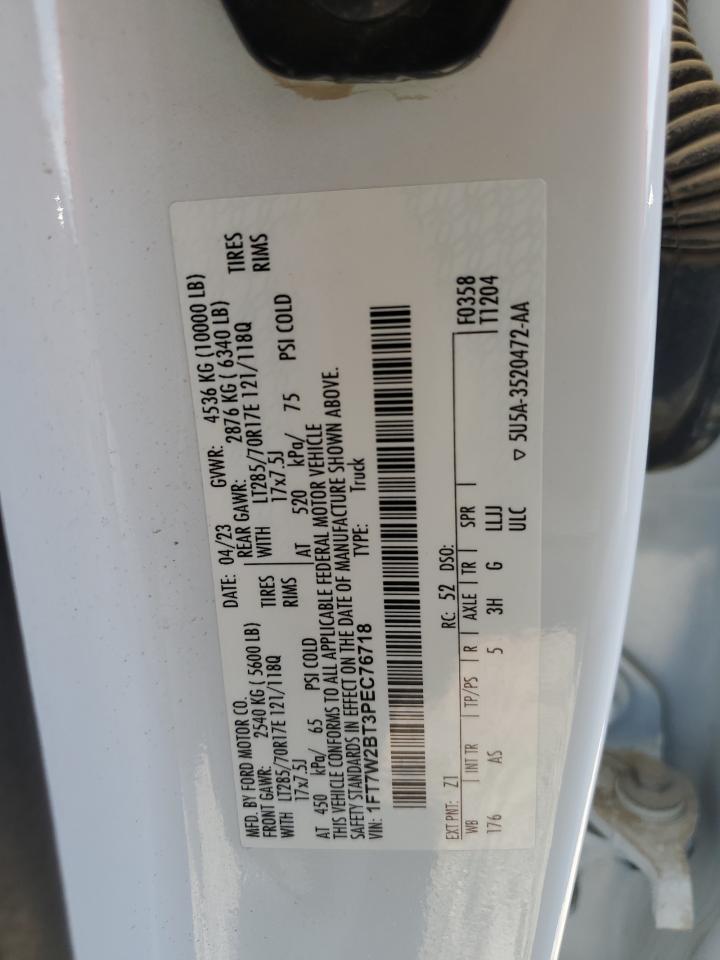 2023 FORD F250 SUPER DUTY VIN:1FT7W2BT3PEC76718