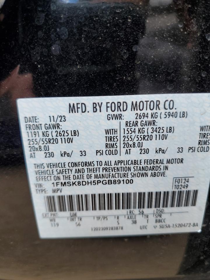 2023 FORD EXPLORER XLT VIN:1FMSK8DH5PGB89100