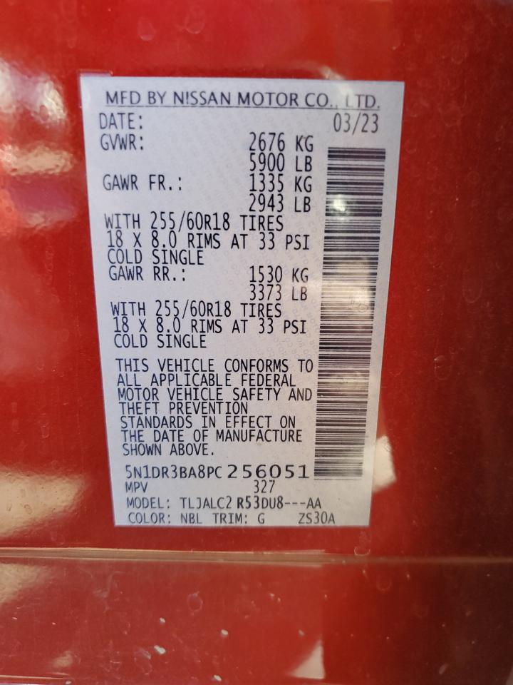2023 NISSAN PATHFINDER SV VIN:5N1DR3BA8PC256051
