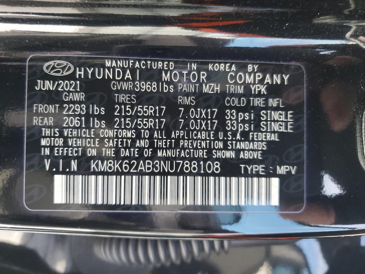 2022 HYUNDAI KONA SEL VIN:1B7GL22N4YS545841