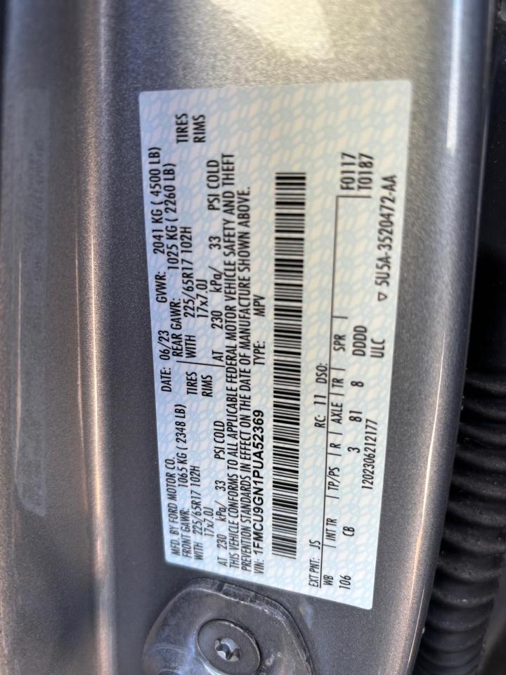 2023 FORD ESCAPE ACTIVE VIN:1FMCU9GN1PUA52369