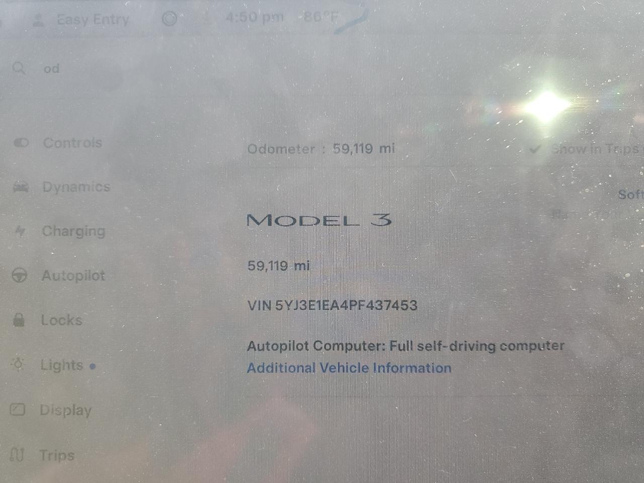 2023 TESLA MODEL 3  VIN:5YJ3E1EA4PF437453