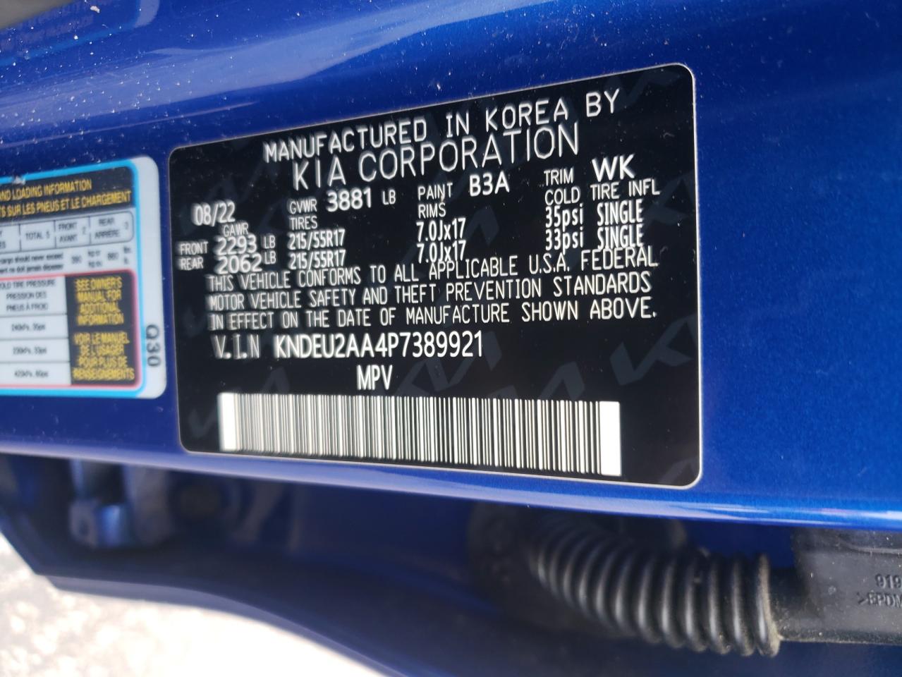 2023 KIA SELTOS S VIN:KNDEU2AA4P7389921