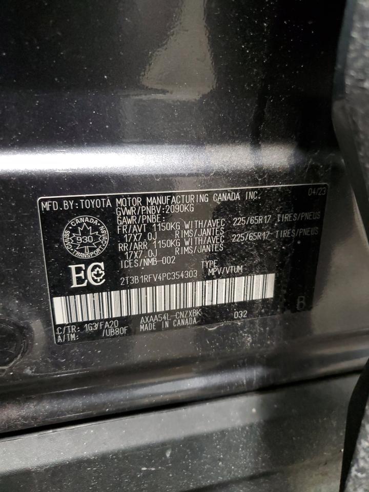 2023 TOYOTA RAV4 LE VIN:2T3B1RFV4PC354303