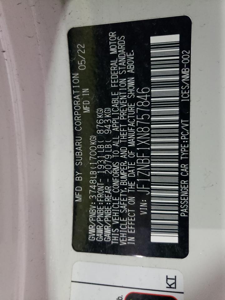 2022 TOYOTA GR 86 PREMIUM VIN:JF1ZNBF1XN8757846