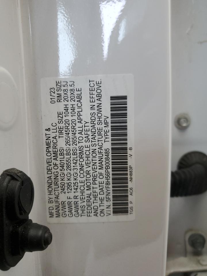 2023 HONDA PASSPORT EXL VIN:5FNYF8H56PB008485