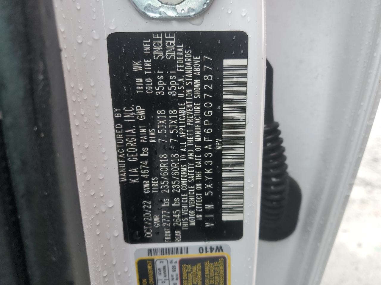 2023 KIA SPORTAGE EX VIN:5XYK33AF6PG072877