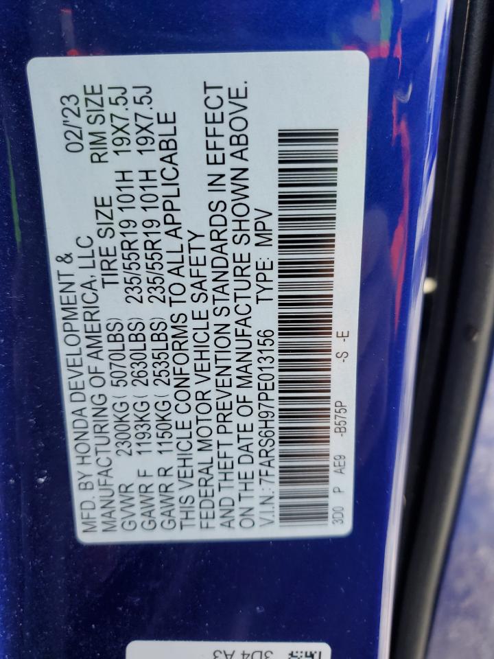 2023 HONDA CR-V SPORT TOURING VIN:7FARS6H97PE013156