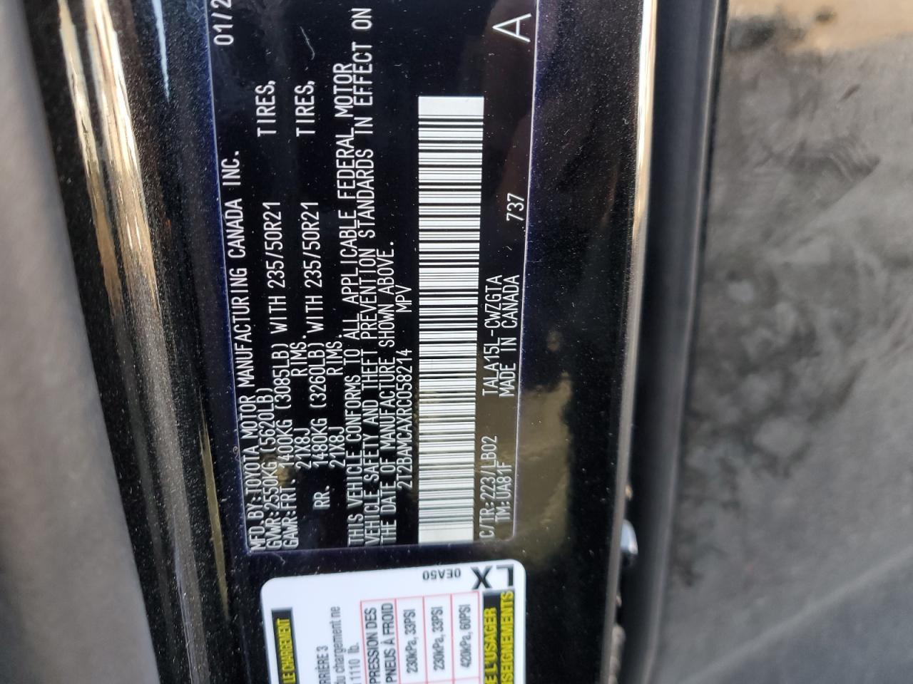 2024 LEXUS RX 350 BASE VIN:2T2BAMCAXRC058214