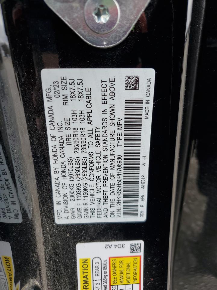 2023 HONDA CR-V SPORT VIN:2HKRS5H50PH706980