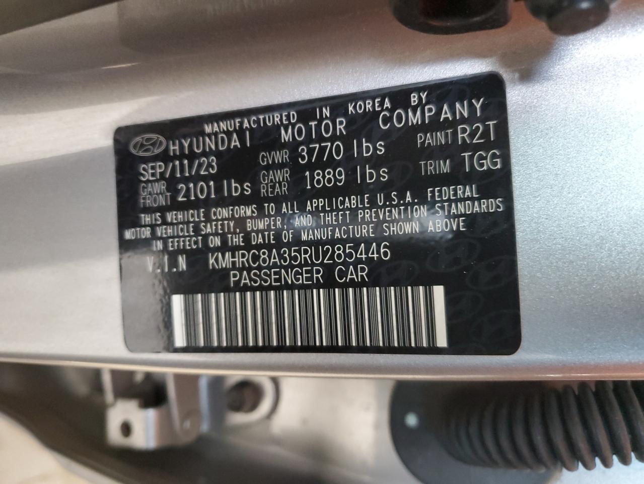 2024 HYUNDAI VENUE SEL VIN:KMHRC8A35RU285446