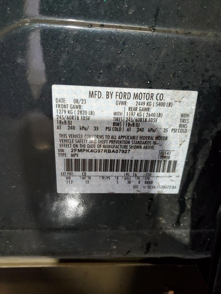 2024 FORD EDGE SE VIN:2FMPK4G97RBA07927