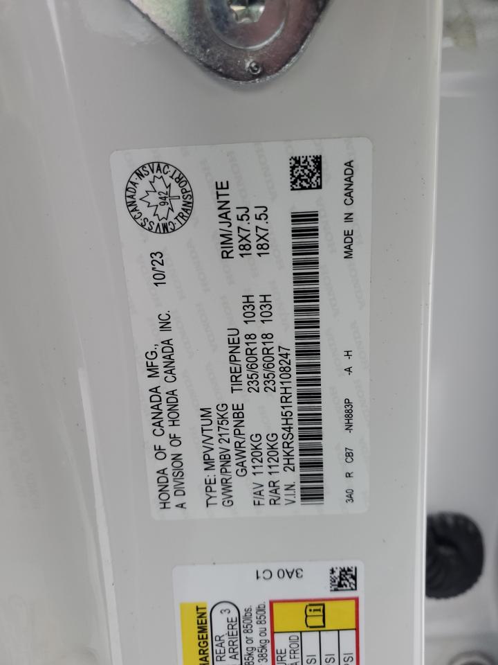 2024 HONDA CR-V SPORT VIN:2HKRS4H51RH108247