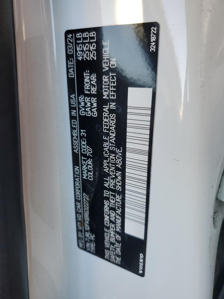 2024 VOLVO S60 CORE VIN:7JRL12FK6RG322727