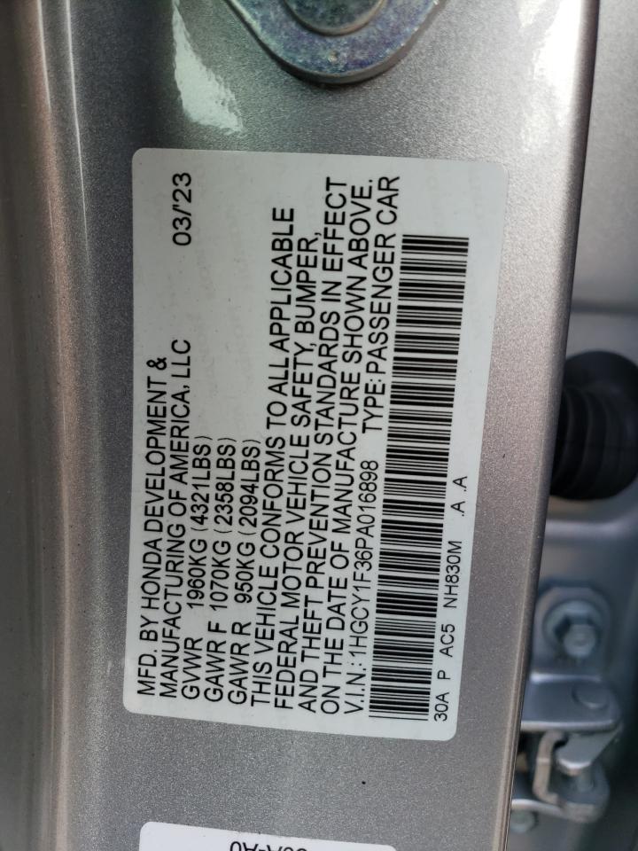 2023 HONDA ACCORD EX VIN:1HGCY1F36PA016898