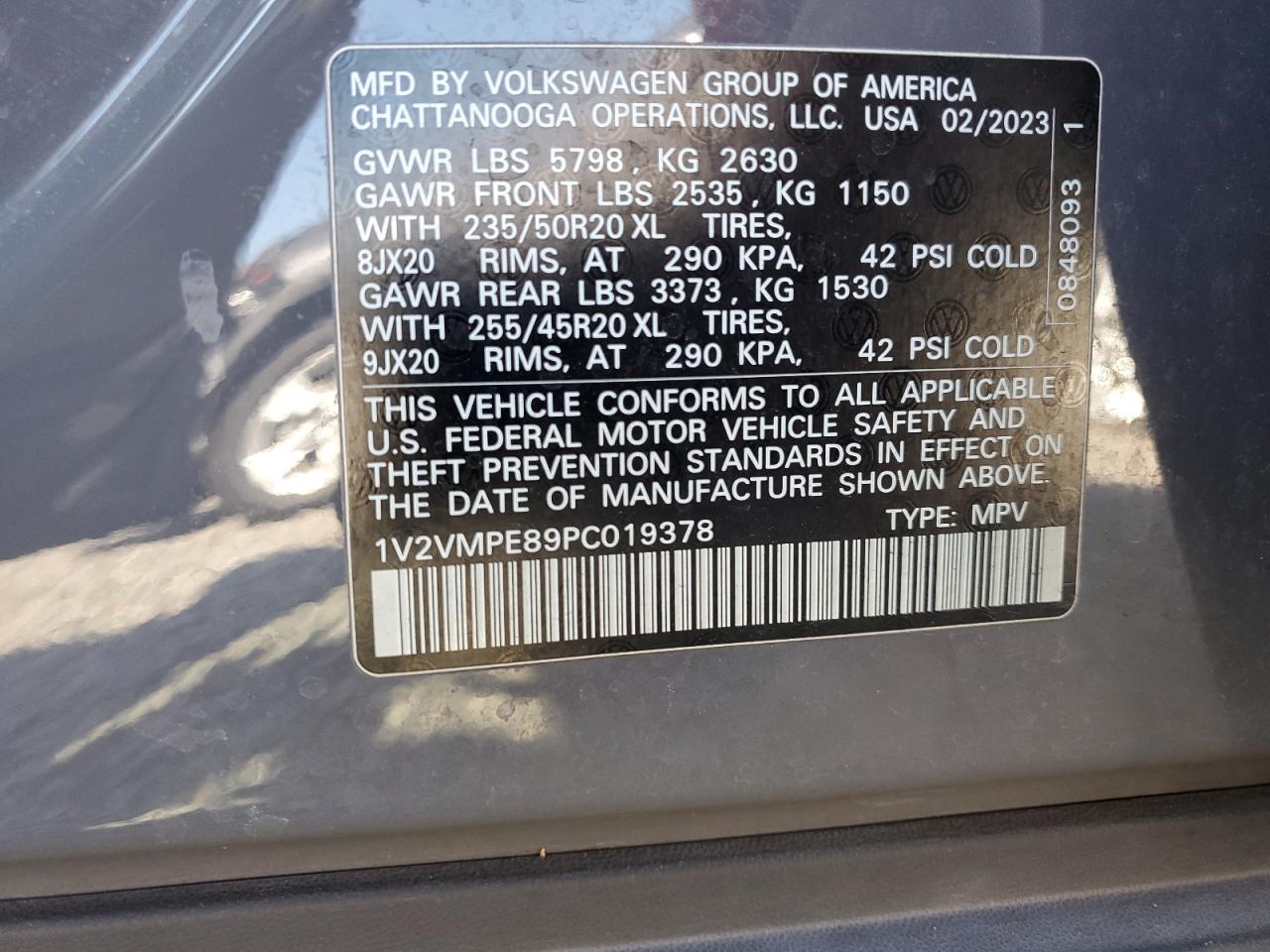 2023 VOLKSWAGEN ID.4 PRO S VIN:1V2VMPE89PC019378