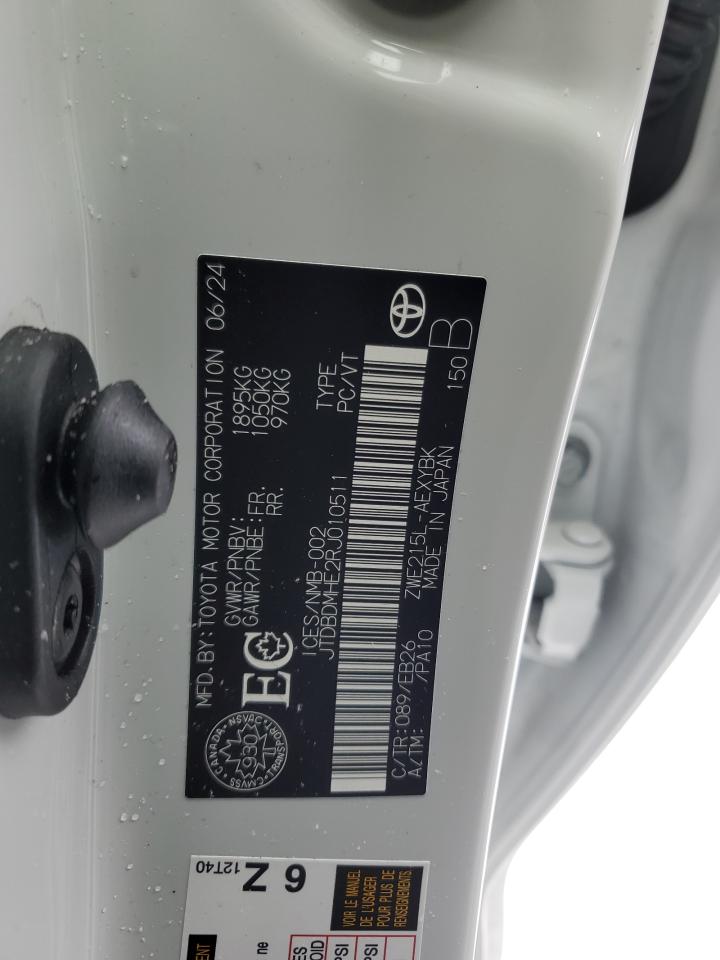 2024 TOYOTA COROLLA LE VIN:JTDBDMHE2RJ010511
