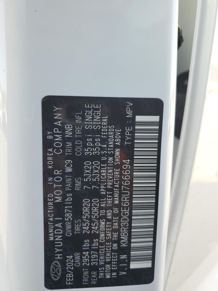 2024 HYUNDAI PALISADE XRT VIN:KM8R3DGE6RU766694