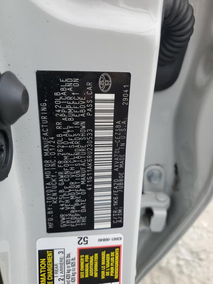 2024 TOYOTA CAMRY SE NIGHT SHADE VIN:4T1G11AK6RU230533