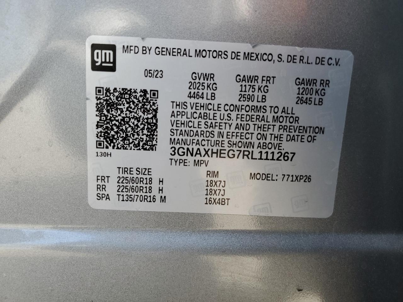 2024 CHEVROLET EQUINOX LS VIN:3GNAXHEG7RL111267