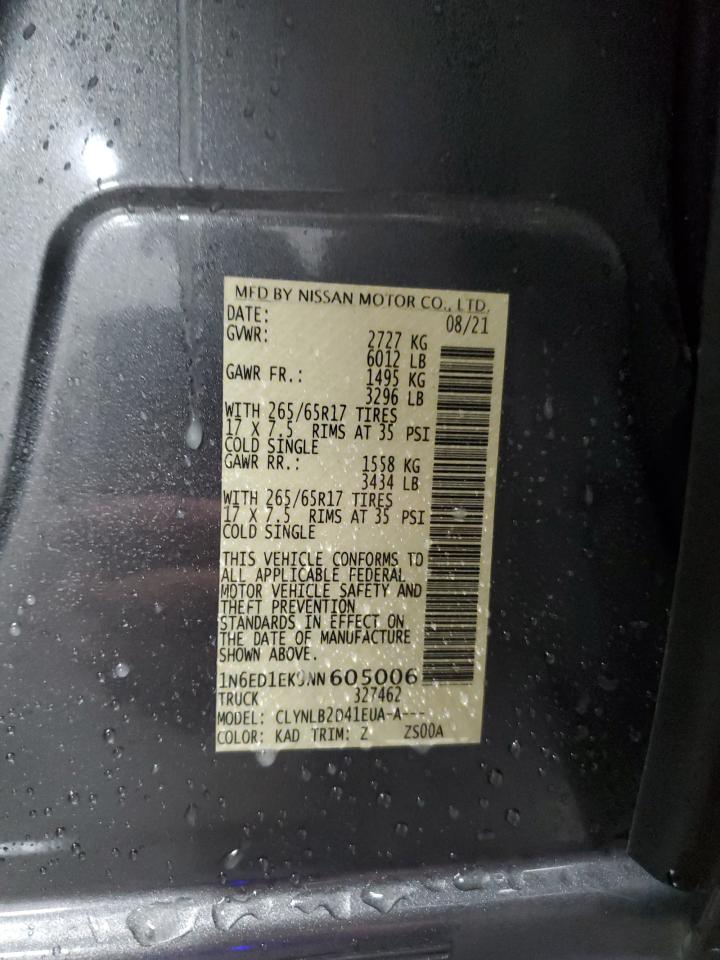 2022 NISSAN FRONTIER S VIN:1N6ED1EK9NN605006