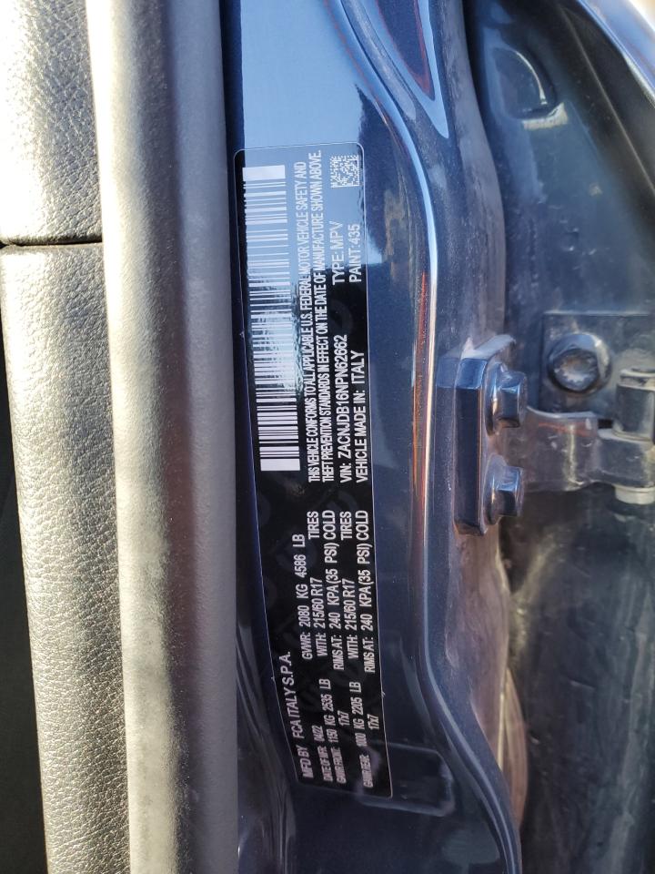 2022 JEEP RENEGADE LATITUDE VIN:ZACNJDB16NPN62662
