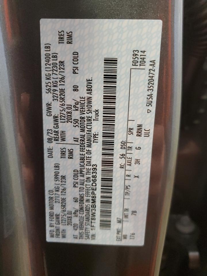 2023 FORD F350 SUPER DUTY VIN:1FT8W3BM8PED68393