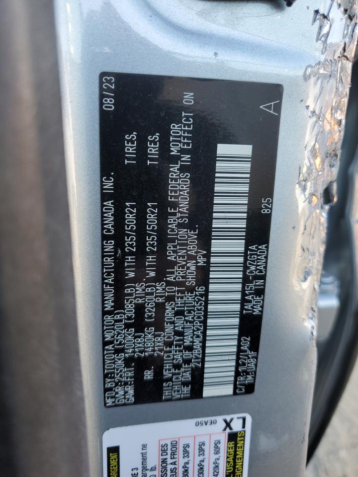 2023 LEXUS RX 350 BASE VIN:2T2BAMCA2PC035216
