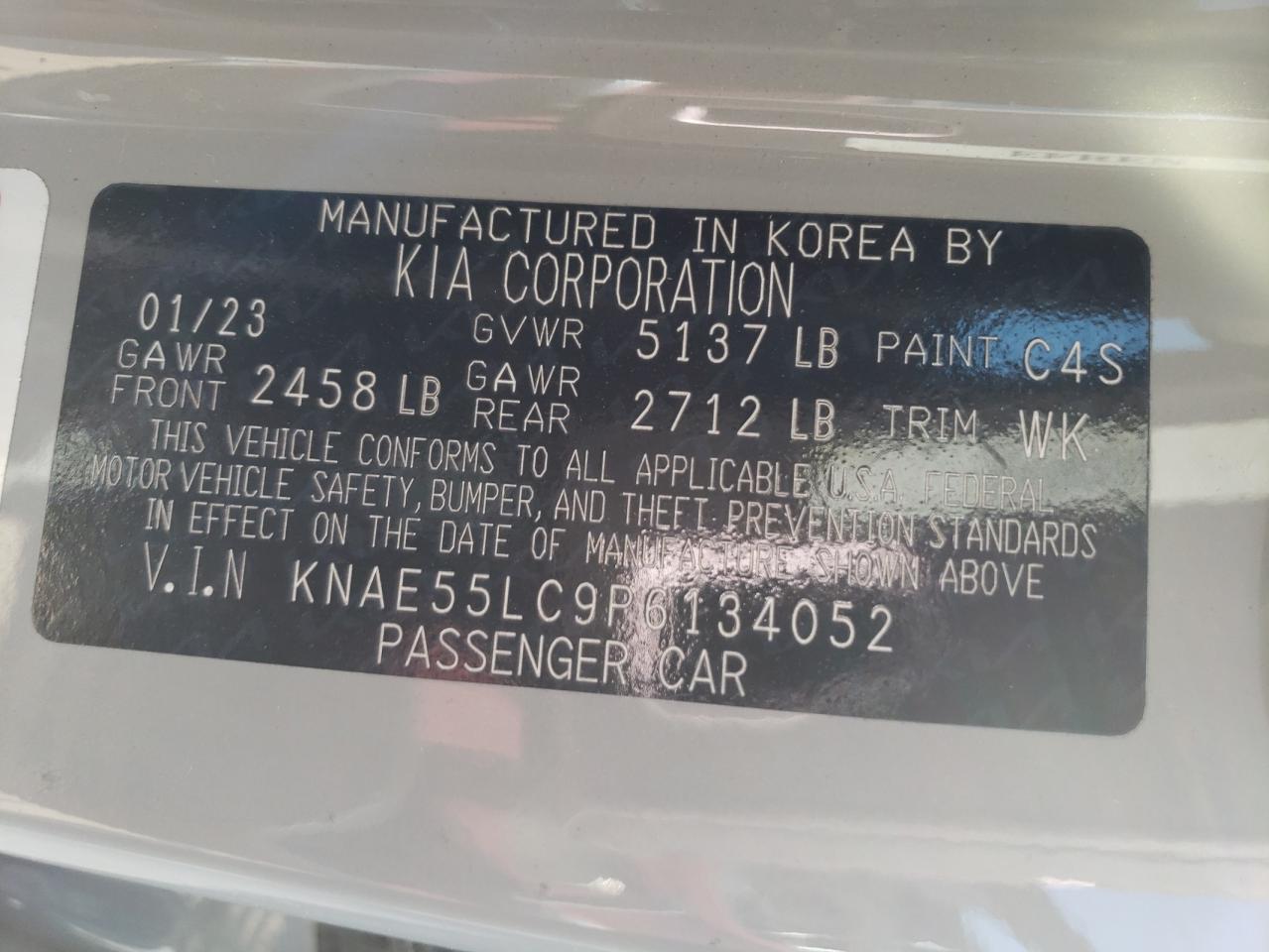 2023 KIA STINGER GT2 VIN:KNAE55LC9P6134052