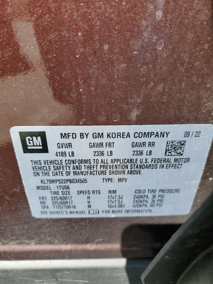 2023 CHEVROLET TRAILBLAZER LT VIN:KL79MPS22PB034505