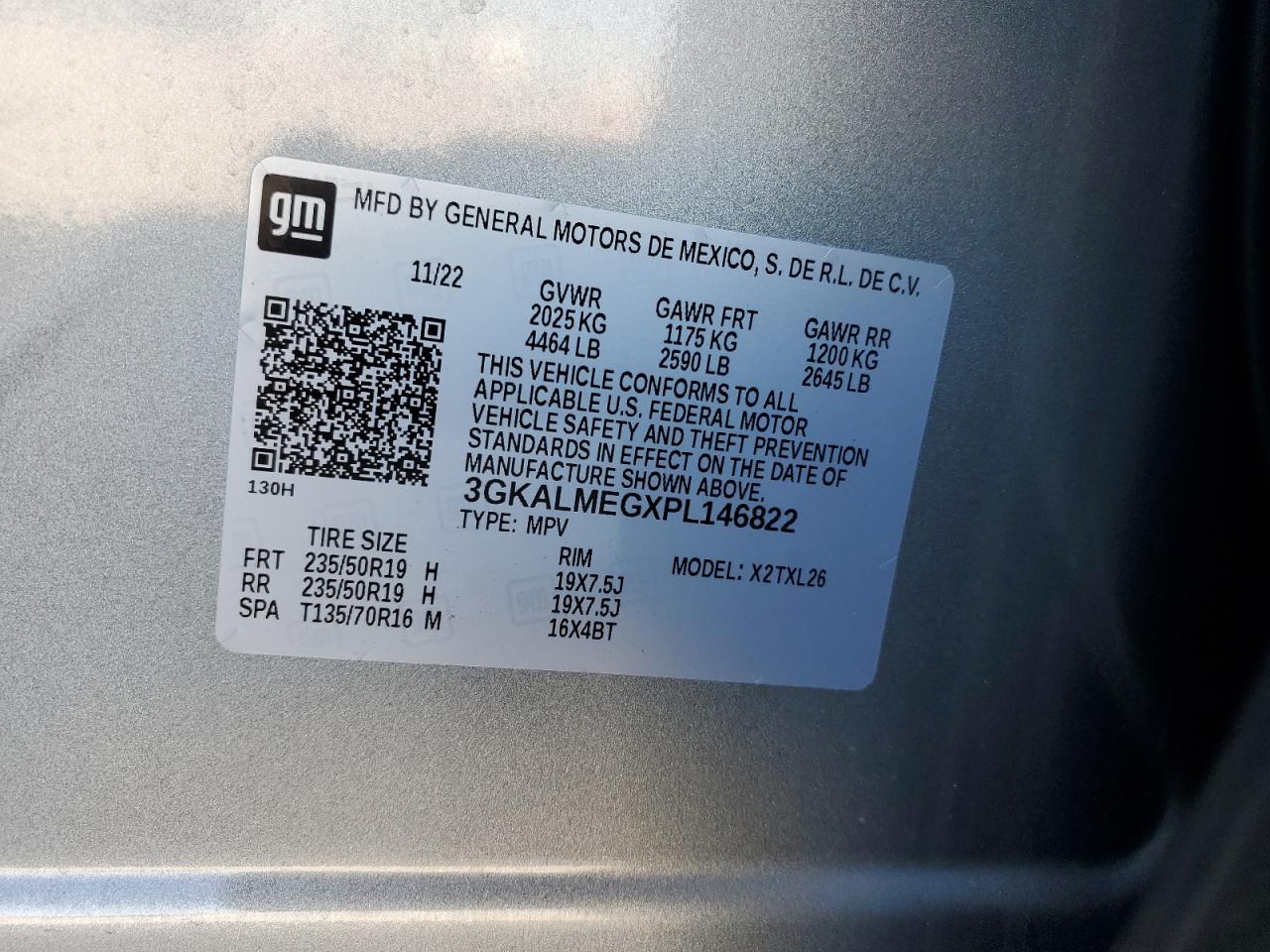2023 GMC TERRAIN SLE VIN:3GKALMEGXPL146822
